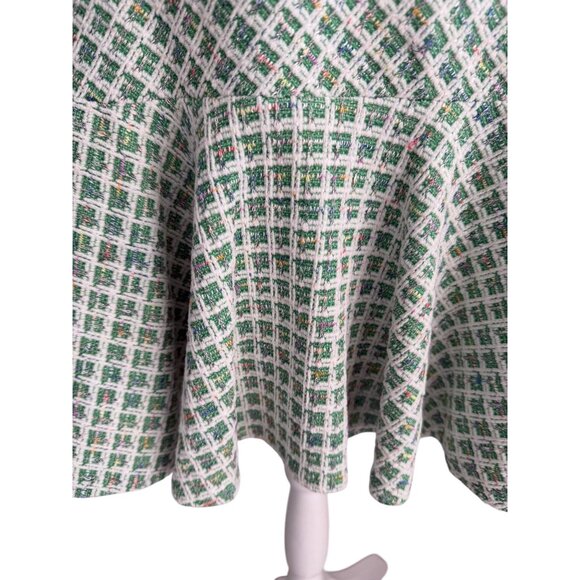 TAYLOR Green Boucle Stretch Drop Waist Ruffle Dress Size 8 - Picture 8 of 13